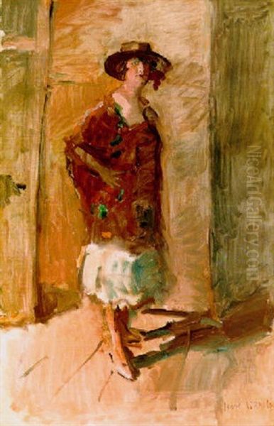 Stage Actress In A Hat by Isaac Israels