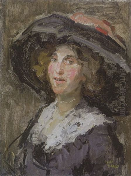 Portret Van Een Jonge Dame Met Hoed Oil Painting by Isaac Israels