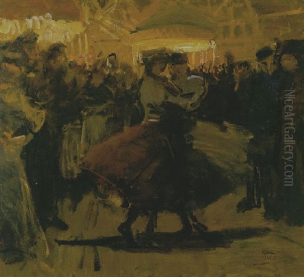 Danspaar Op Jordaanse Kermis Oil Painting by Isaac Israels