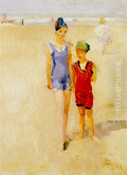 Bathers On The Beach, Viareggio Oil Painting by Isaac Israels