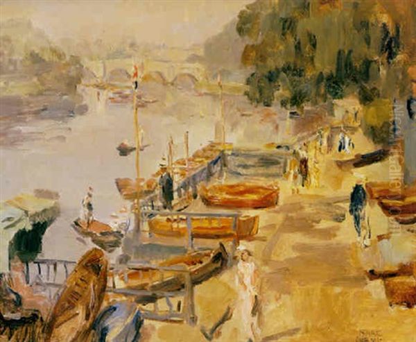 A View Of The Thames Near Richmond Oil Painting by Isaac Israels