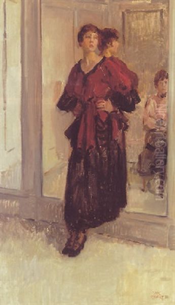 Mannequin In Front Of A Mirror, Hirsch Oil Painting by Isaac Israels