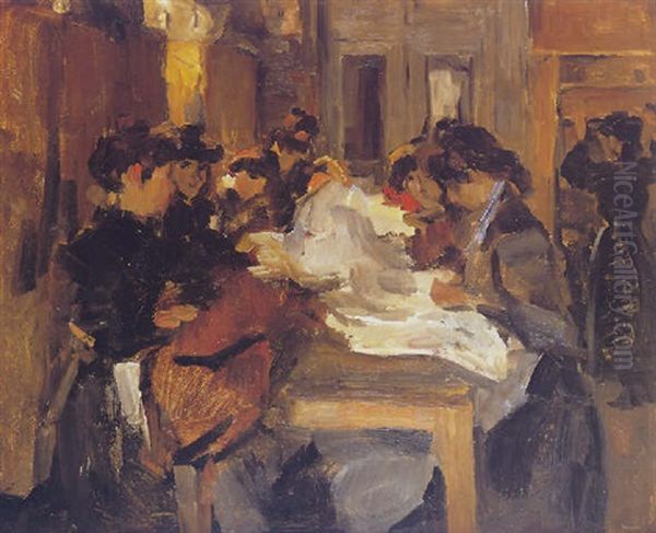 The Paquin Sewing Studio, Paris Oil Painting by Isaac Israels