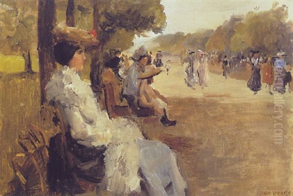 A Sunny Day In The Bois De Boulogne Oil Painting by Isaac Israels