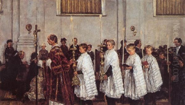 Processie In De Oud-katholieke Kerk Te Den Haag Oil Painting by Isaac Israels