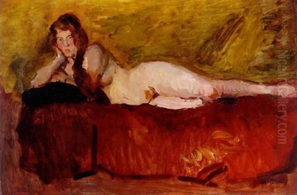 Reclining Nude Oil Painting by Isaac Israels