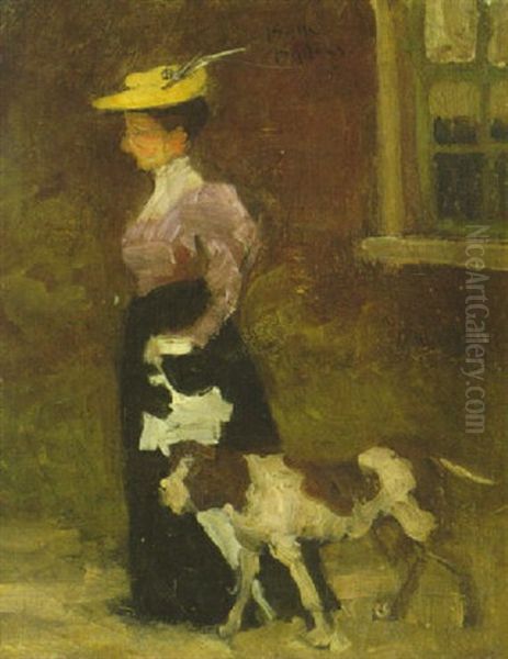 Frau Mit Hund Oil Painting by Isaac Israels