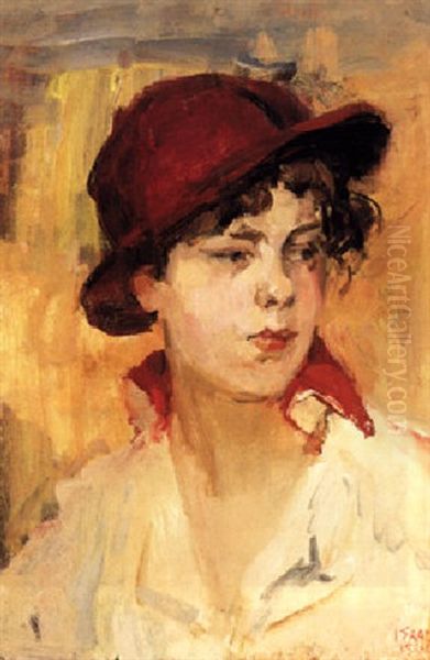 La Fille Au Bonnet Rouge Oil Painting by Isaac Israels