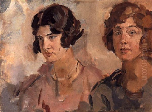 Two Sisters Oil Painting by Isaac Israels