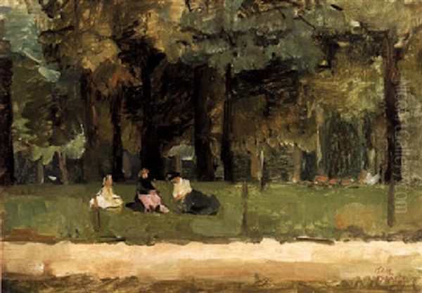 Women In A Park Oil Painting by Isaac Israels