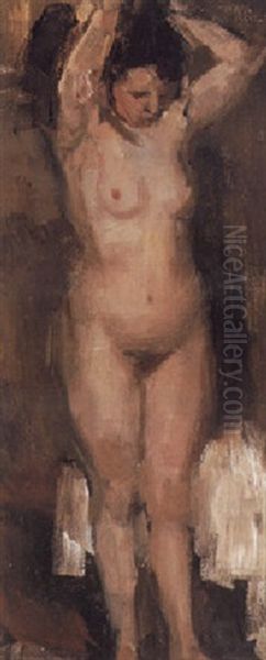 A Standing Nude Oil Painting by Isaac Israels