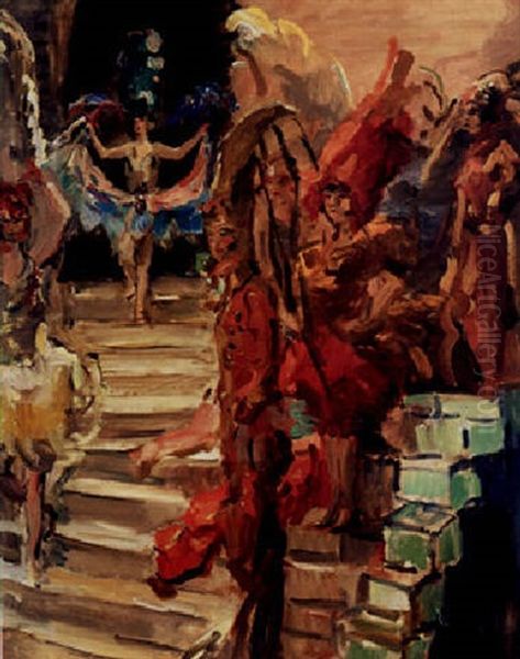 Revue Girls At The Scala Oil Painting by Isaac Israels