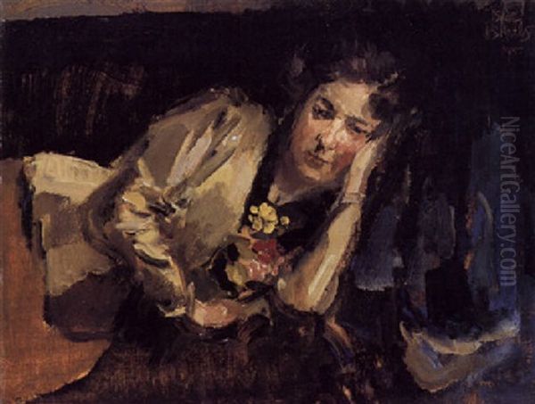 A Portrait Of The Artist Lizzy Ansingh Oil Painting by Isaac Israels