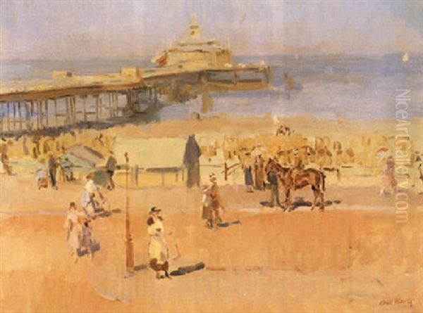 A View Of Scheveningen Beach With The Pier In The Distance by Isaac Israels