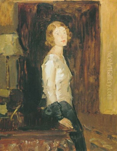 Portret Van Mevrouw W.p.r. Mante-wierix Oil Painting by Isaac Israels