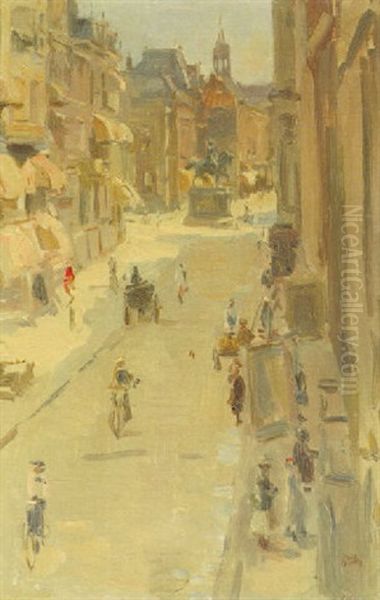 Le Noordeinde In The Hague Oil Painting by Isaac Israels