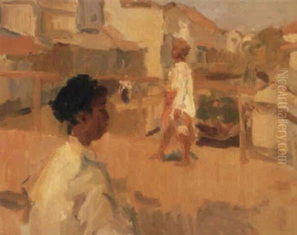 Figures On A Bridge In Batavia Oil Painting by Isaac Israels