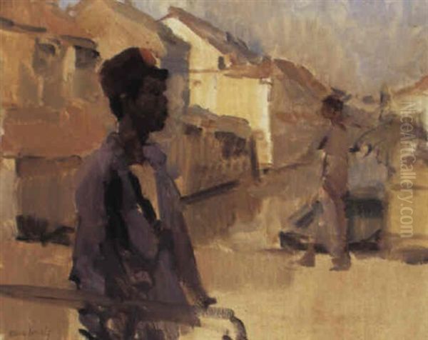 A Streetscene, Batavia Oil Painting by Isaac Israels