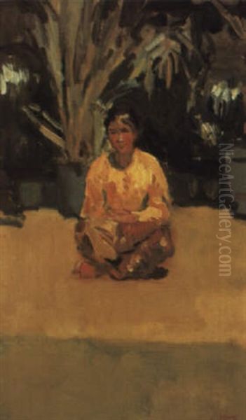 A Balinese Woman Seated Oil Painting by Isaac Israels