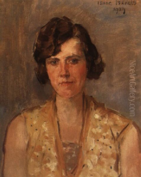 A Portrait Of A Woman In A Yellow Dress Oil Painting by Isaac Israels