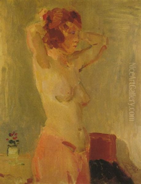 A Half-nude Oil Painting by Isaac Israels