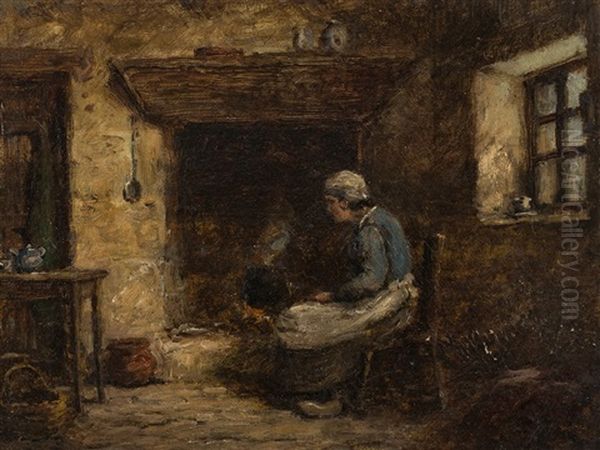 In The Kitchen Oil Painting by Jozef Israels