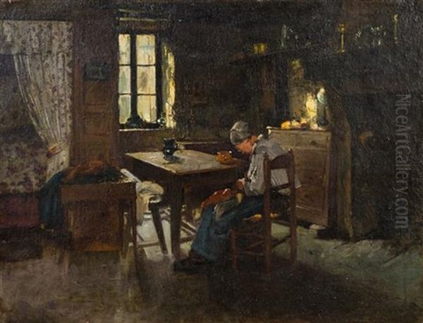 Woman Sewing Oil Painting by Jozef Israels