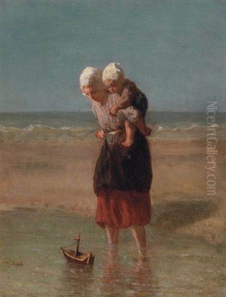 On The Strand Oil Painting by Jozef Israels