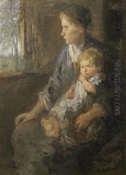 Op Moeders Schoot Oil Painting by Jozef Israels