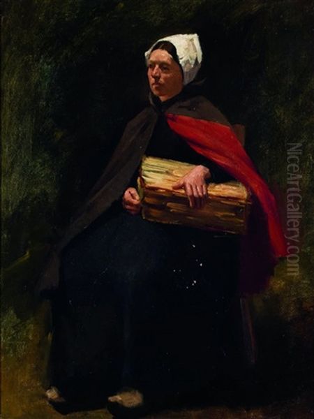 Peasant Woman Carrying Firewood Oil Painting by Jozef Israels