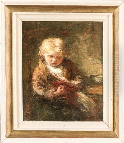 Bildnis Eines Kindes Mit Puppe In Dunkler Stube Oil Painting by Jozef Israels