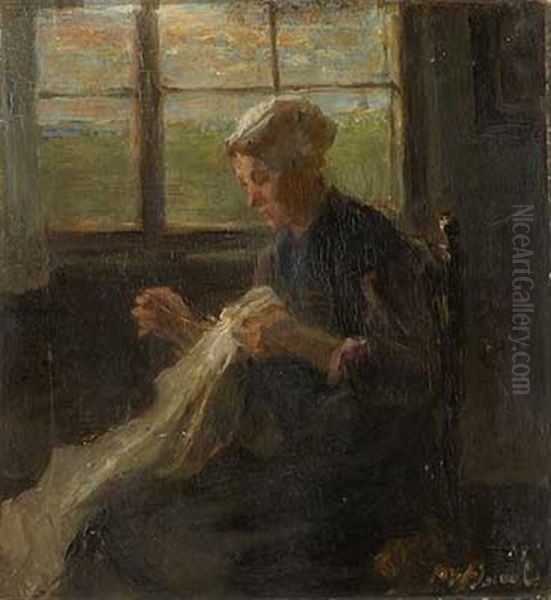 Naherin Am Fenster Oil Painting by Jozef Israels