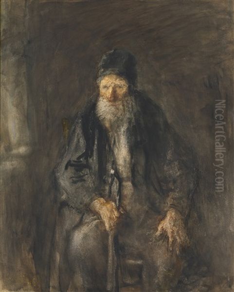 Seated Man Oil Painting by Jozef Israels