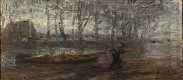 Homme En Bord De Riviere Oil Painting by Jozef Israels