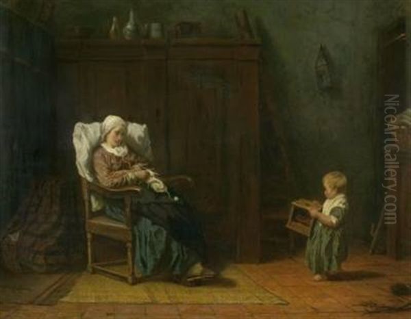 Mutter Und Kind In Der Stube Oil Painting by Jozef Israels