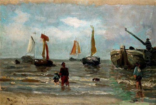 The Return Of The Fishermen Oil Painting by Jozef Israels