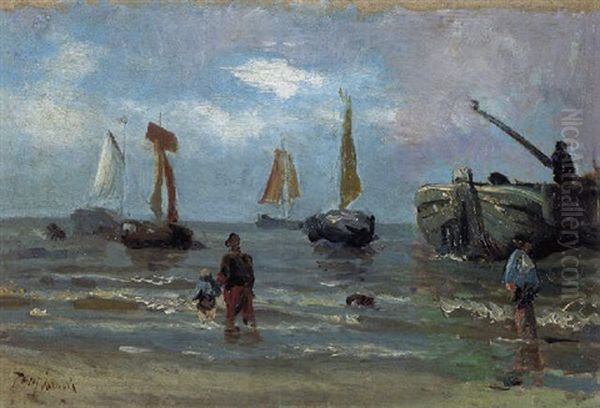 The Return Of The Fisher Boats Oil Painting by Jozef Israels