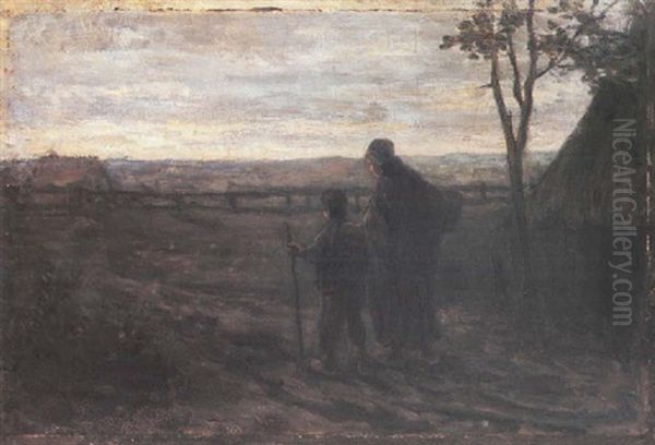 Mother And Child In The Field Oil Painting by Jozef Israels