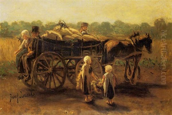 A Ride On The Horse Cart Oil Painting by Jozef Israels