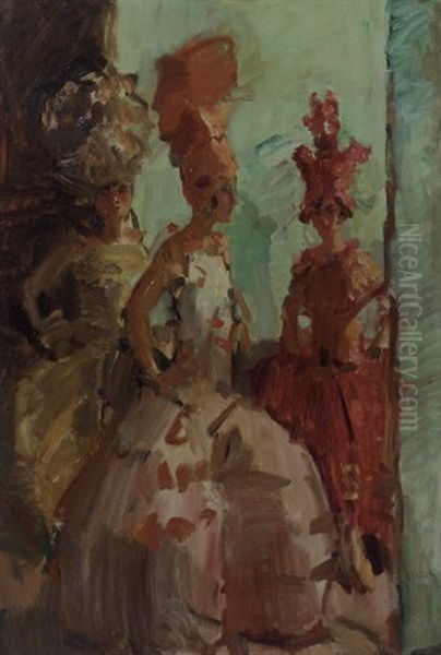 Drie Revuegirls Van De Bouwmeester-revue, Scala, Den Haag Oil Painting by Jozef Israels