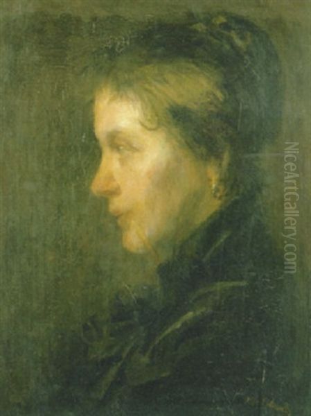 Portrait Of A Young Woman Oil Painting by Jozef Israels