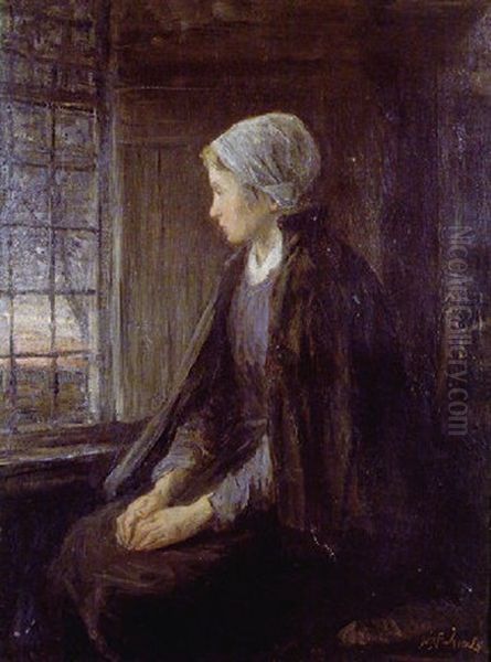 Young Woman By The Window Oil Painting by Jozef Israels