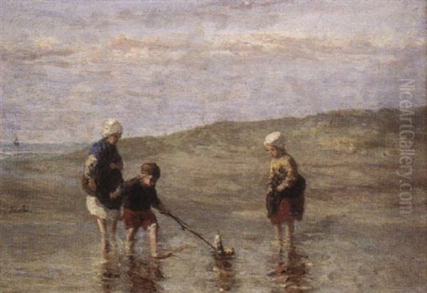 Children On The Beach Oil Painting by Jozef Israels