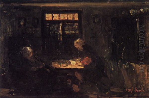 Women In An Interior Oil Painting by Jozef Israels