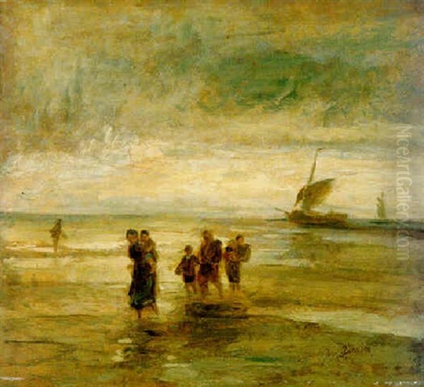 Figures On The Beach Oil Painting by Jozef Israels