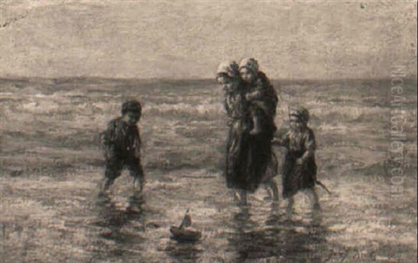 Children Playing At The Beach by Jozef Israels