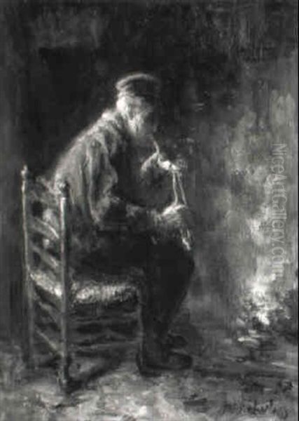 Het Rokertje Oil Painting by Jozef Israels