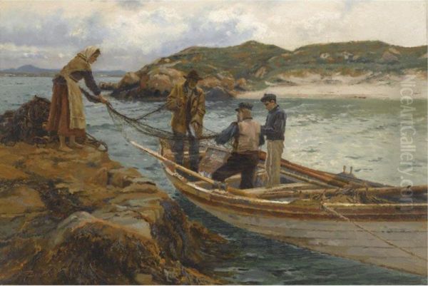 Clearing The Nets Oil Painting by William H. Bartlett