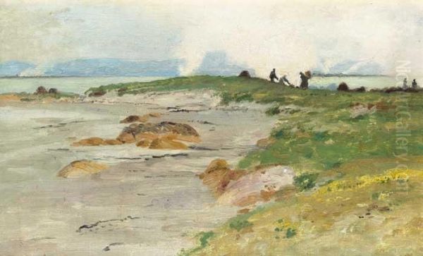 The Kelp Burners, Inishkeragh, North Westdonegal Oil Painting by William H. Bartlett