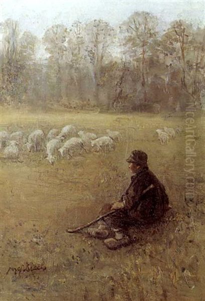 Shepherd Boy Oil Painting by Jozef Israels